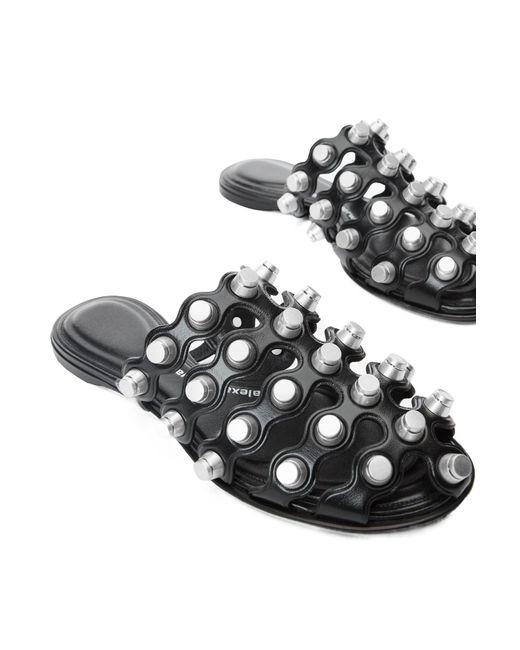 Alexander Wang Black Rexa Cage Slide Flats