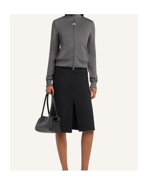 Courreges Black Buttoned Midi Skirt