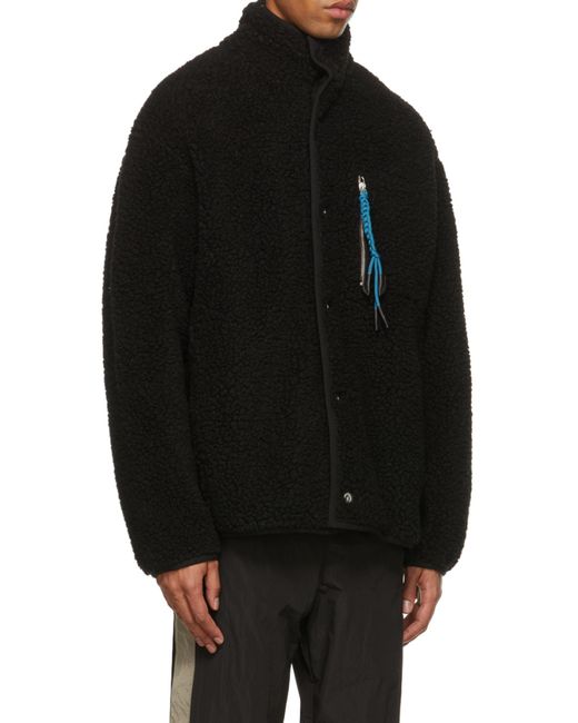 Palm Angels Black Braid-Detail Fleece Jacket for men