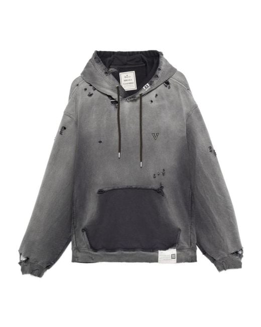 Maison Mihara Yasuhiro Gray Distressed Drawstring Hoodie for men