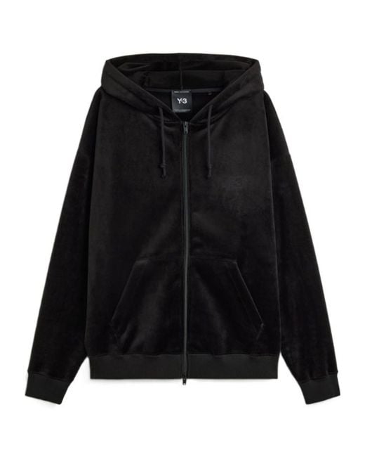 Y-3 Black Velvet Corduroy Zipper Hoodie for men