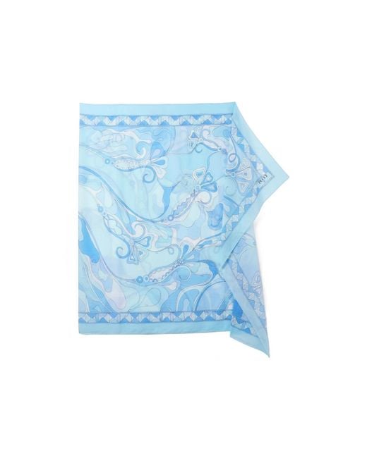Emilio Pucci Blue Pucci Orchidee Printed Pareo