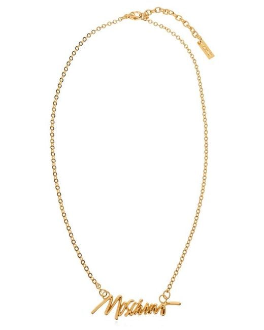 Moschino Metallic Logo Necklace