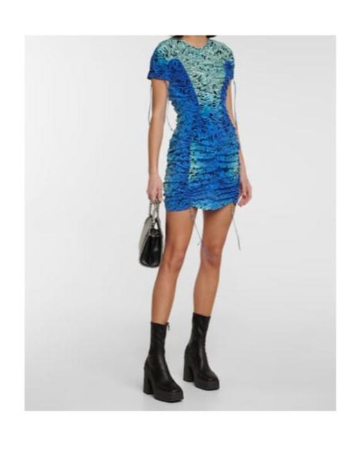 Stella McCartney Blue Printed Silk Minidress