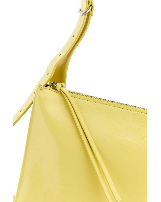 Jil Sander Yellow Folded Edge Zipped Medium Shoulder Bag