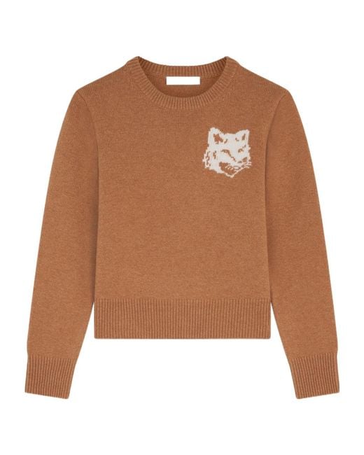 Maison Kitsuné Brown Maison Kitsuné Fox Head Intarsia Regular Jumper