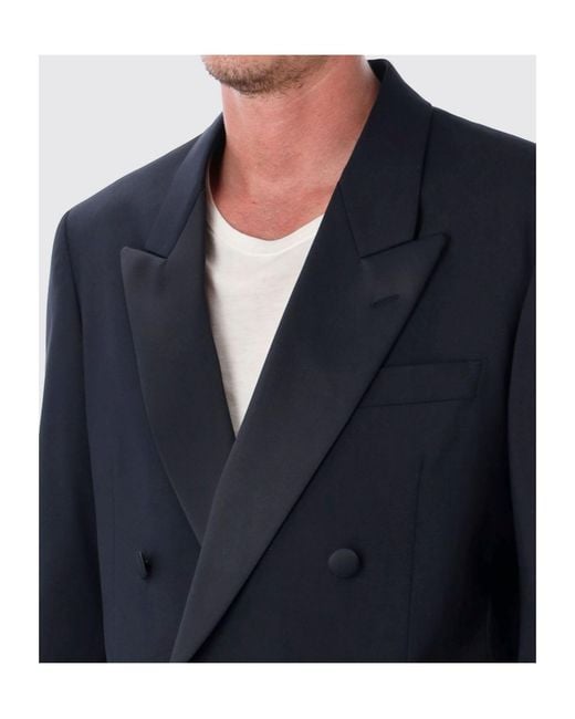 Lardini Blue Double-Breasted Smoking Blazer for men