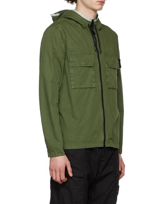 Stone Island Green Compass-Badge Hooded Jacket for men