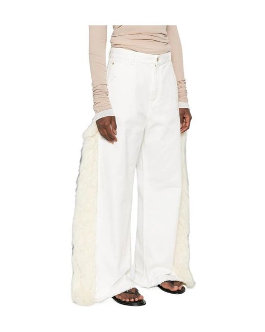 DARKPARK White Fringed Raw-Hem Jeans
