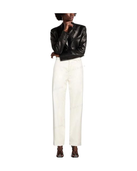 MM6 by Maison Margiela White Solidcolor Straightleg Trousers