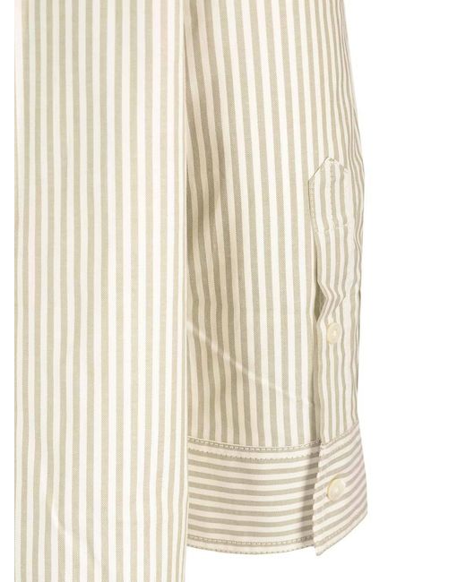Totême White Totême Striped Half-Buttoned Shirt