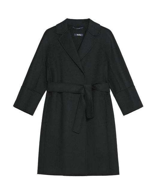 Max Mara Black 'S Arona Belted Long-Sleeved Coat