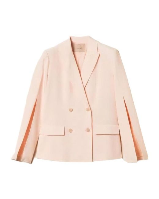 Twinset Pink Double-Breasted Blazer