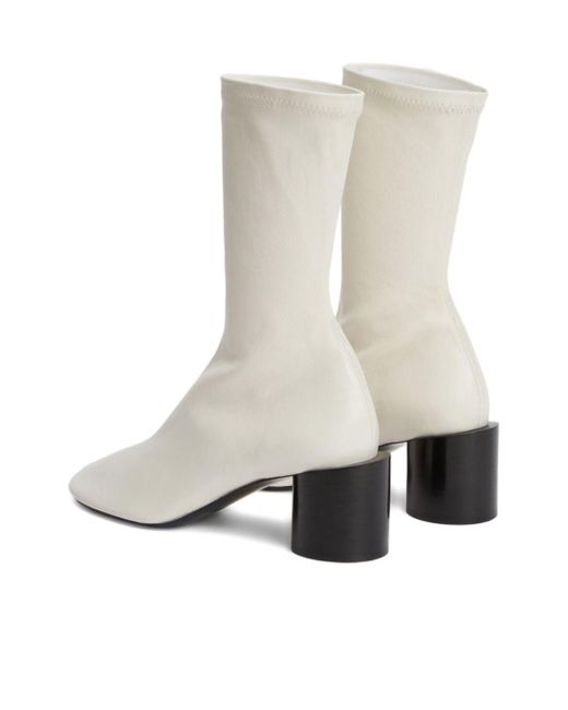 Jil Sander White Block-Heel Ankle Boots
