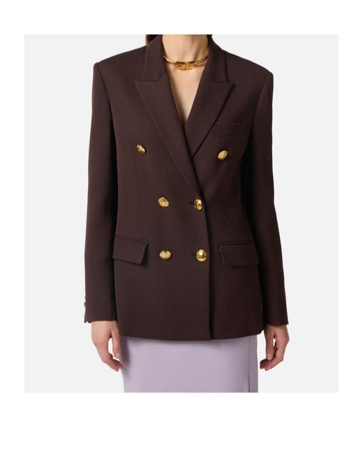 Elisabetta Franchi Blue Gabardine Double-Breasted Jacket