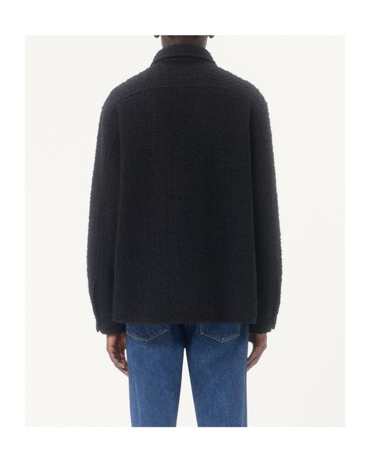 Valentino Black Textured Button-Up Shirt Jacket for men