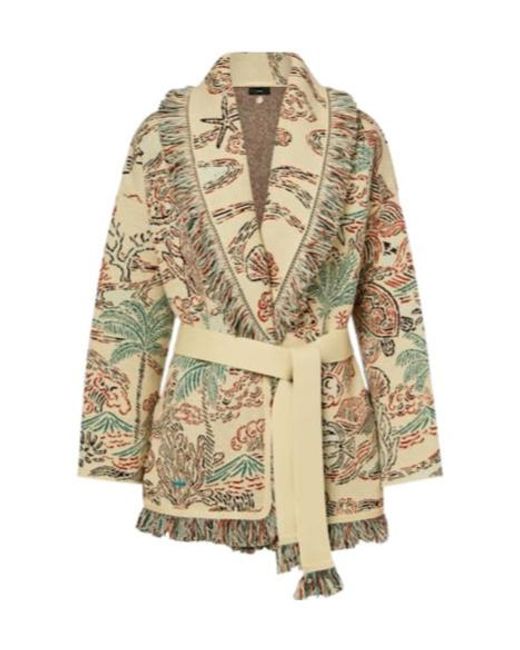 Alanui Natural Sketched By The Sea Wool Cardigan