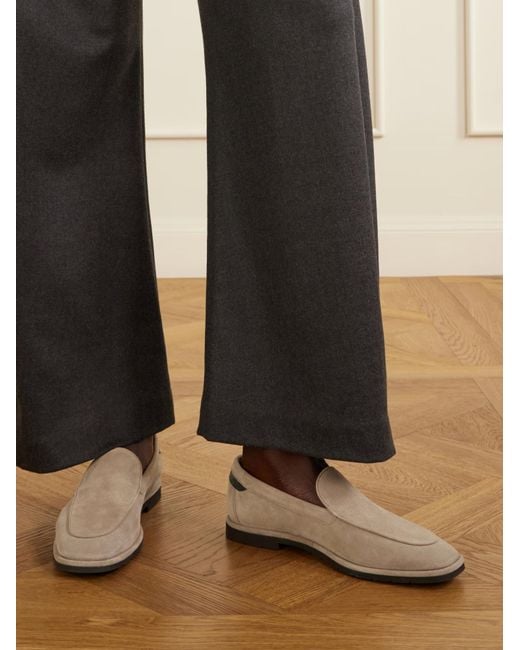 Brunello Cucinelli White Round-Toe Loafers