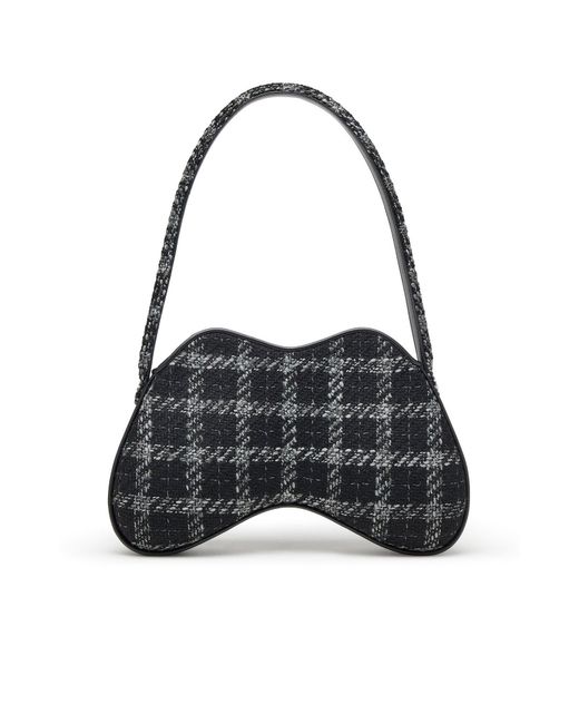 DIESEL Black Houndstooth Motif Double-D-Shoulder Bag