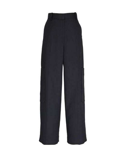 Khaite Blue Caiton High-Waisted Straight Leg Trousers