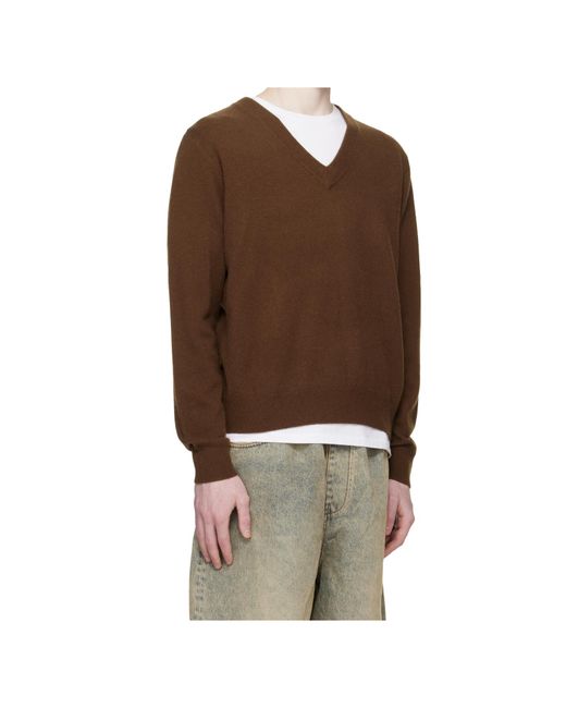 Entire studios Brown V-Neck Sweater for men