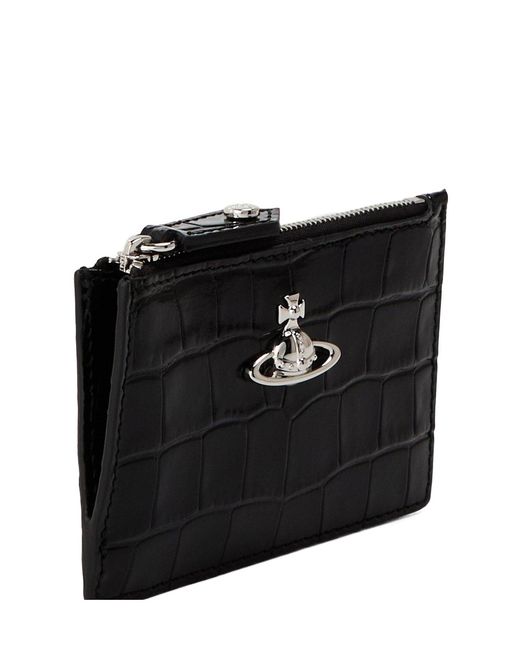 Vivienne Westwood Black Glossy Crocodileembossed Card Holder