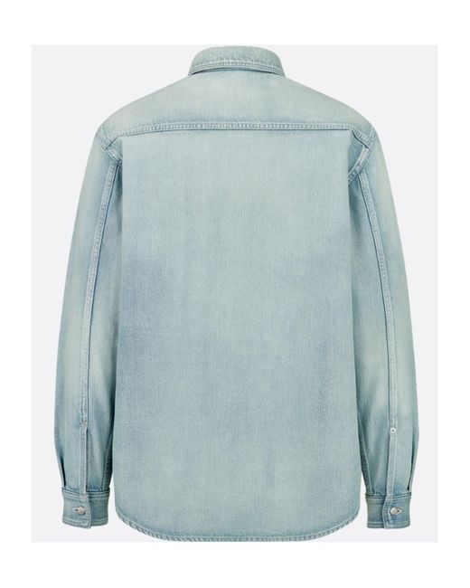 Dior Blue Homme Button-Up Denim Shirt for men