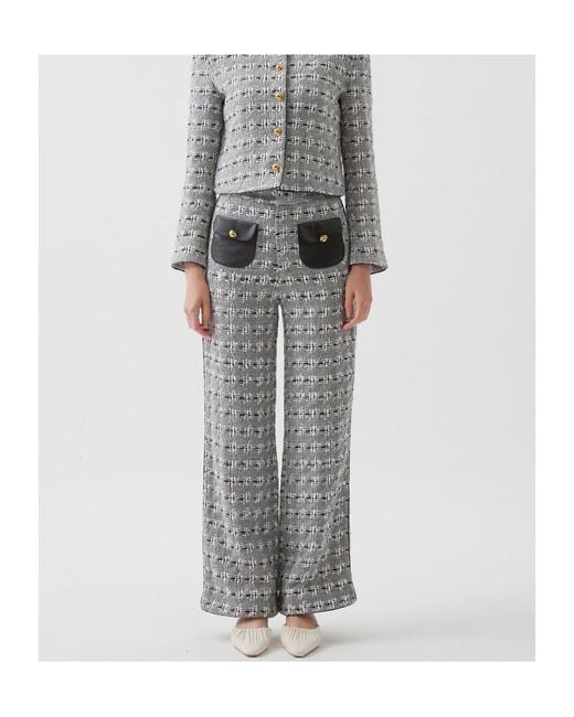 Marissa Chiara Gray Plaid Casual Pants