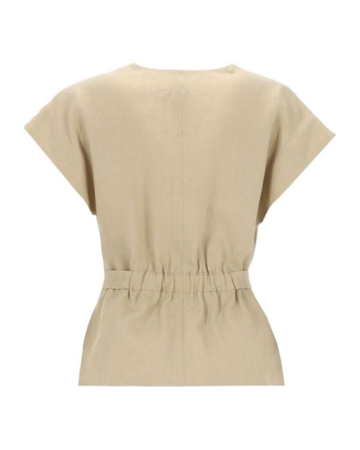 Paul Smith Natural Belted Button-Front Top