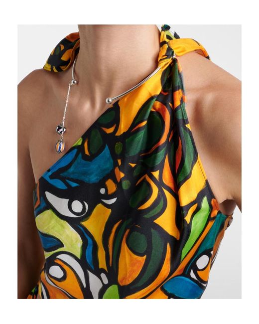 Christopher Esber Multicolor Printed Draped Silk Top