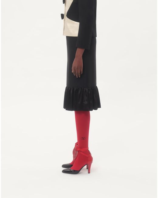 Valentino Black Bow Detailed Ruffled Hem Skirt