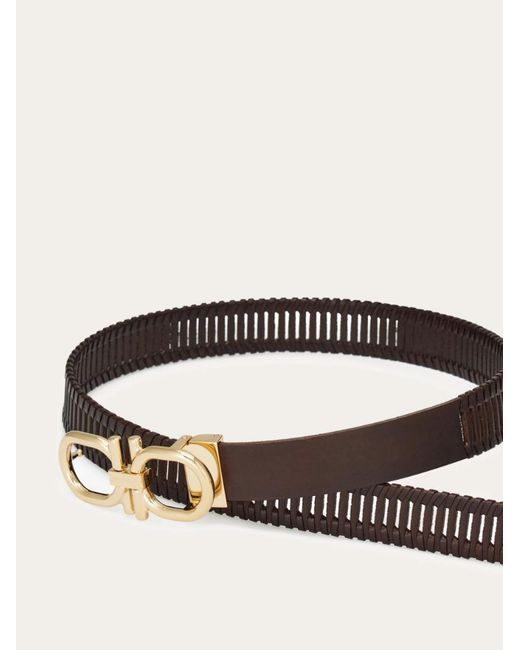 Ferragamo White Ferragamo Eyewear Cutout Leather Belt for men