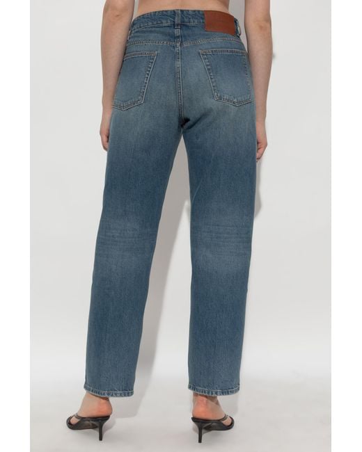 Victoria Beckham Blue Logo Patch Straight-Leg Jeans