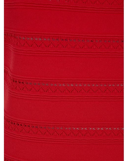 Blugirl Blumarine Red Pointelle-Knit Sleeveless Top