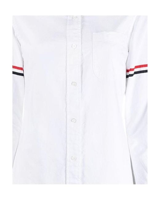 Thom Browne White Rwb Striped Buttoned Shirt