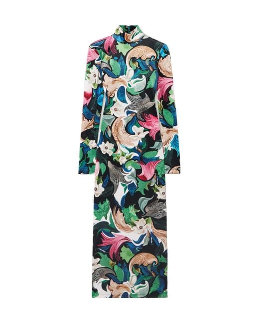 Mary Katrantzou White Velvet Turtleneck Midi Dress