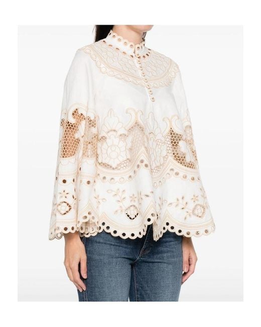 Zimmermann Natural Wanderlust Button Embroidery Blouse