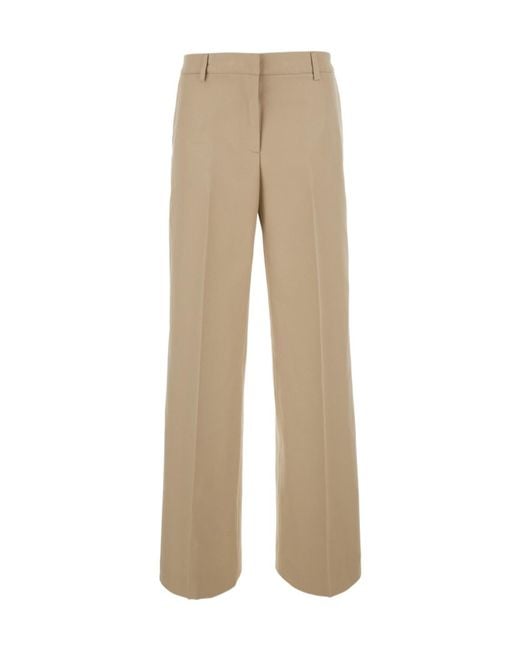 Pt Pantaloni Natural Casual Trousers With Belt Loops