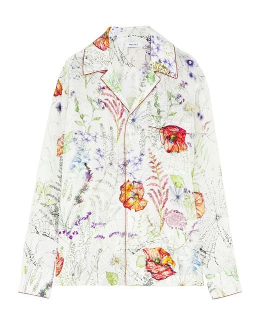 McQueen White Silk Floral Shirt