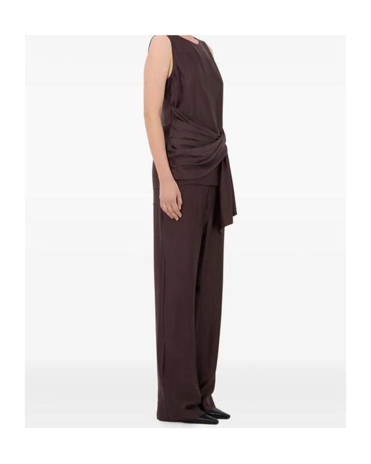 Loulou de Saison Brown Fonda Draped Asymmetric Top