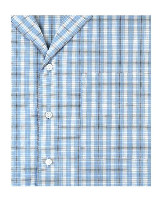 Bottega Veneta Blue Check Pajama Shirt for men