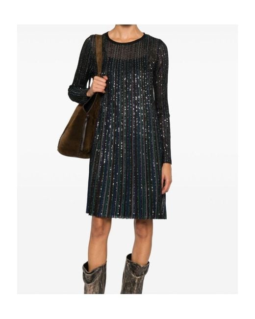 Missoni Black Lurex Long-Sleeved Short Dress