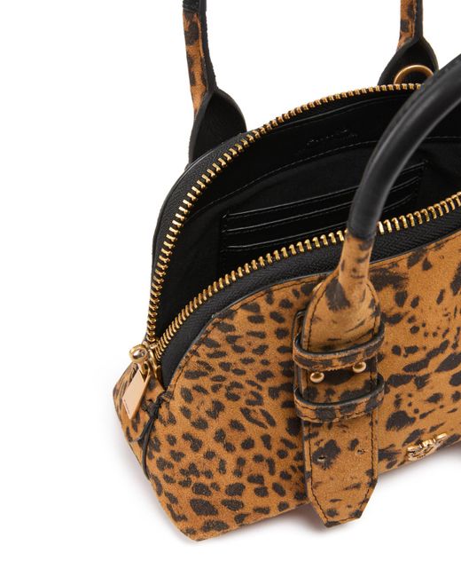 Pinko Brown Leopard Patterned Zip-Up Tote Bag