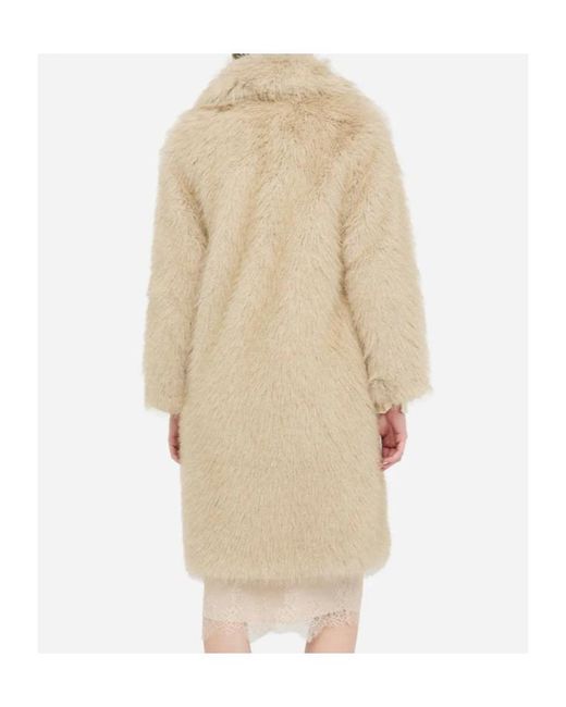 Liu Jo Natural Long-Sleeved Faux-Fur Coat