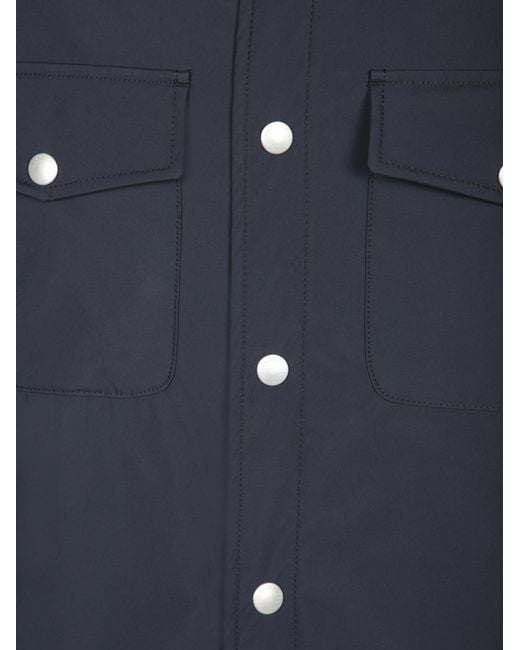 Lardini Blue Long Sleeved Press-Stud Overshirt for men