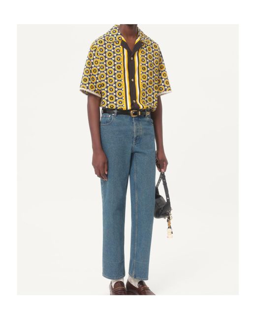Valentino Blue Logo Patch Straight Leg Jeans for men