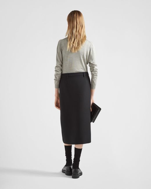 Prada Black Tricotine Midi Skirt