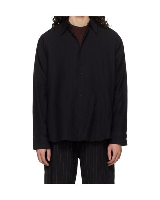 Studio Nicholson Black Long-Sleeved Shirt for men