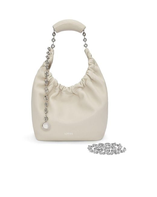 Loewe White Ruched Handle Shoulder Bag