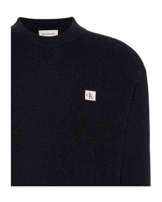 Calvin Klein Black Jeans Waffle Knit Jumper for men